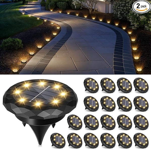 SOLPEX 20 Pack Black Shell Small Solar Ground Lights(Warm White) - Outdoor Path Light | Lumora