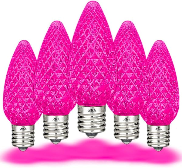Novelty Lights 25PK C9 LED Faceted Ultra Bright Dimmable Outdoor Christmas Light Replacement Bulbs, String Lights | Lumora