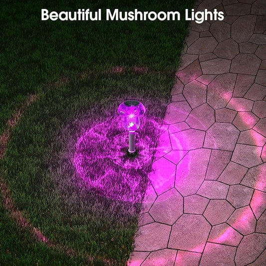 Solar Outdoor Lights, 8 Pack Waterproof Solar Mushroom Lights for Garden Yard Pathway Path Walkway Driveway Lawn Landscape Outside Decor, Yellow Green Purple Red