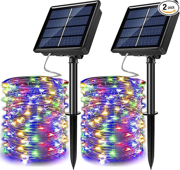 2 Pack Solar Powered Fairy String Lights Outdoor Waterproof 8 Modes Twinkle Christmas Decorations Lights, Each | Lumora