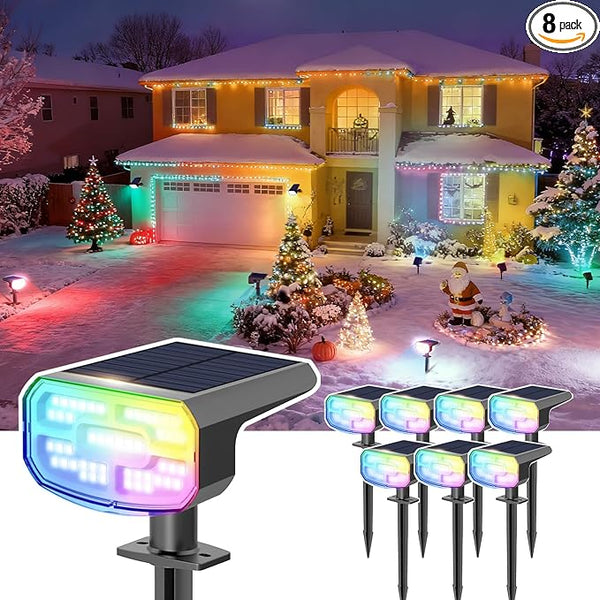 Color Changing Solar Spot Lights Outdoor Waterproof IP65,9 Lighting Modes Multicolor RGB Christmas Spotlight for | Lumora