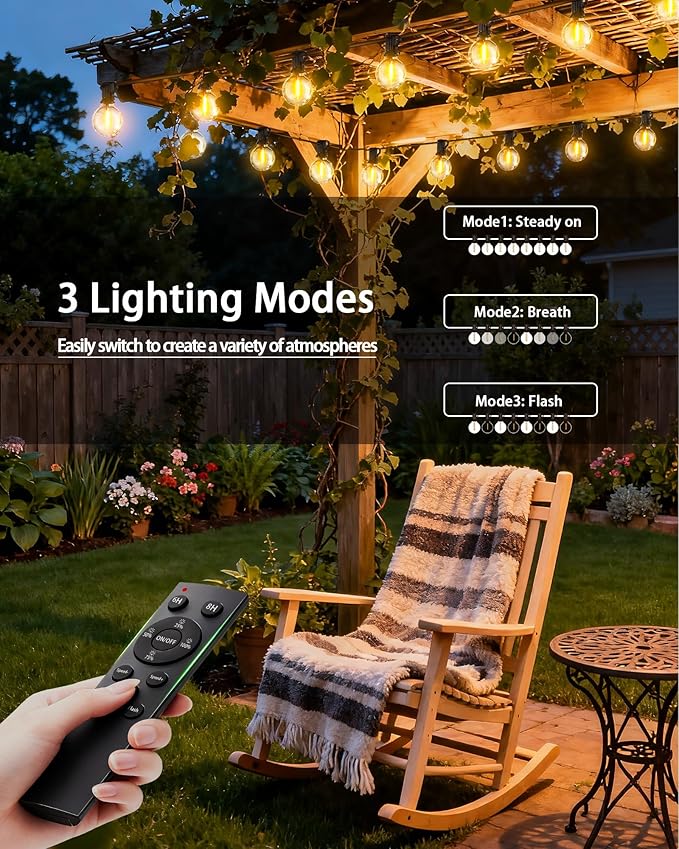 Outdoor Patio String Lights Waterproof with Remote, 200FT 64+2 G40 Edison LED Shatterproof Bulbs Hanging Outside | Lumora