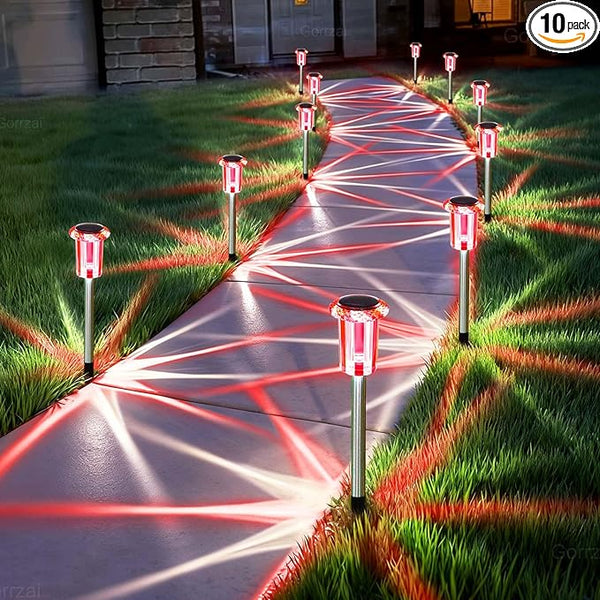 Valentine's Day Solar Lights Outdoor Decorations 10 Pack Candy Color LED Stainless Steel Stake for Pathway Yard | Lumora