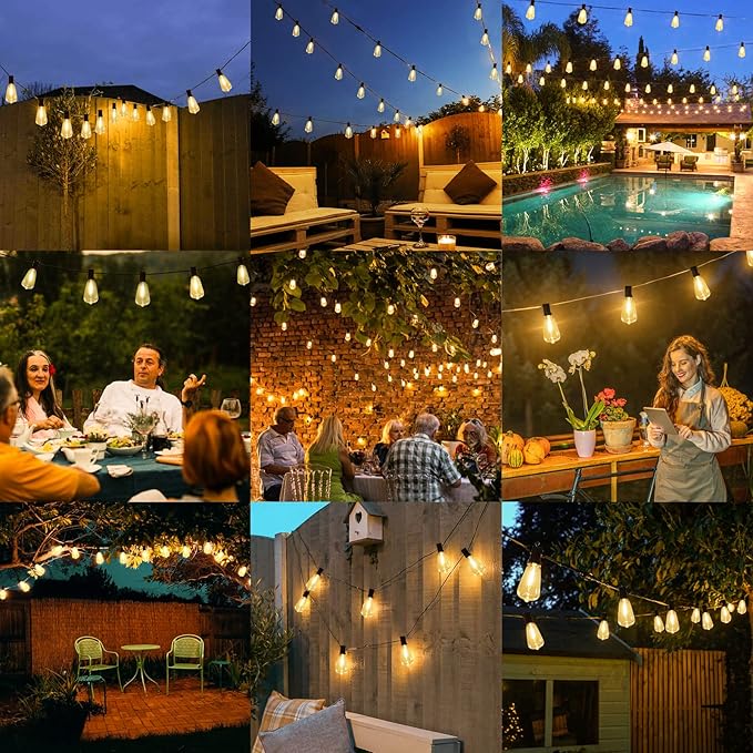 Brightever 100FT ST38 Outdoor String Lights with 60FT S14 LED String Lights