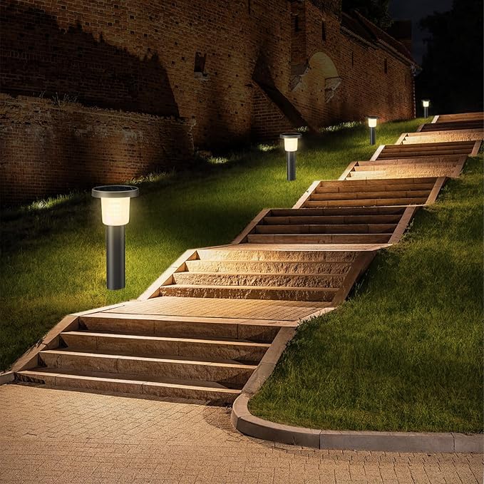 Solar Pathway Lights Outdoor 2 Pack, IP65 Waterproof Solar Powered Outdoor Lighting with 3-Color Remote Control, Auto On/Off Landscape Lights for Yard, Garden, Driveway, Patio, Walkway