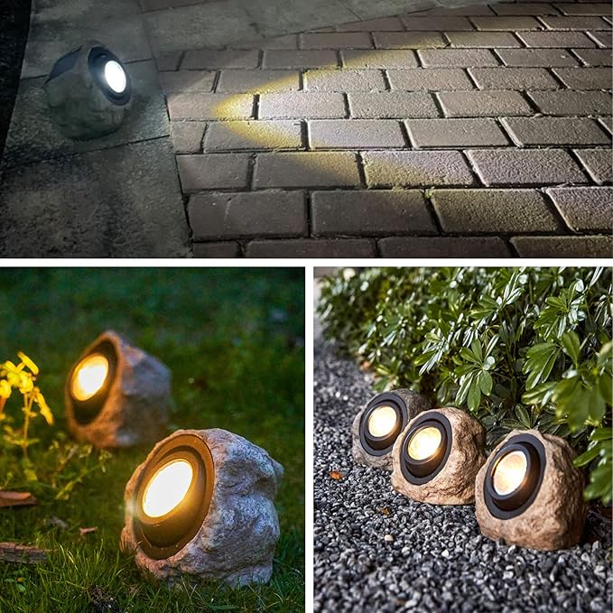 GOODFOEVER Rock Solar Spot Lights - Super Bright, Waterproof LED Landscape Lights for Pathway, Yard (Solid Color 1 Pack)