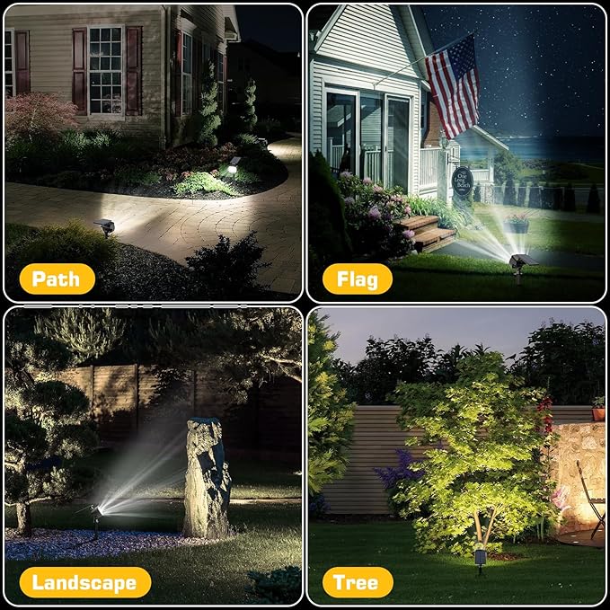 Kaxiida Solar Lights Outdoor Waterproof - 2025 Upgrade 3 Level Ultra Bright Spot Lights Uplights, LED Landscape | Lumora