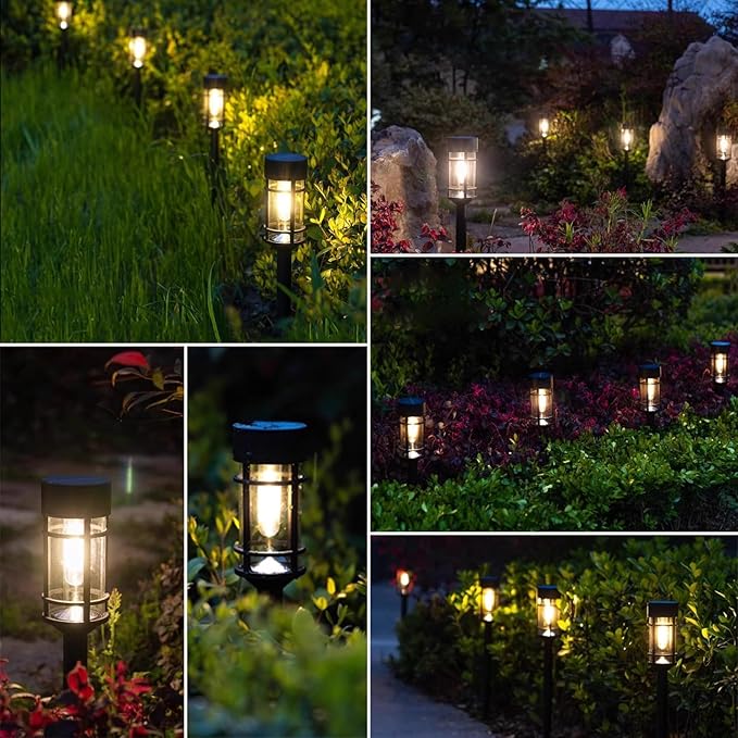 LED Solar Pathway Lights Outdoor, Decorative Solar Landscape Lights for Garden Pathway Walkway Driveway