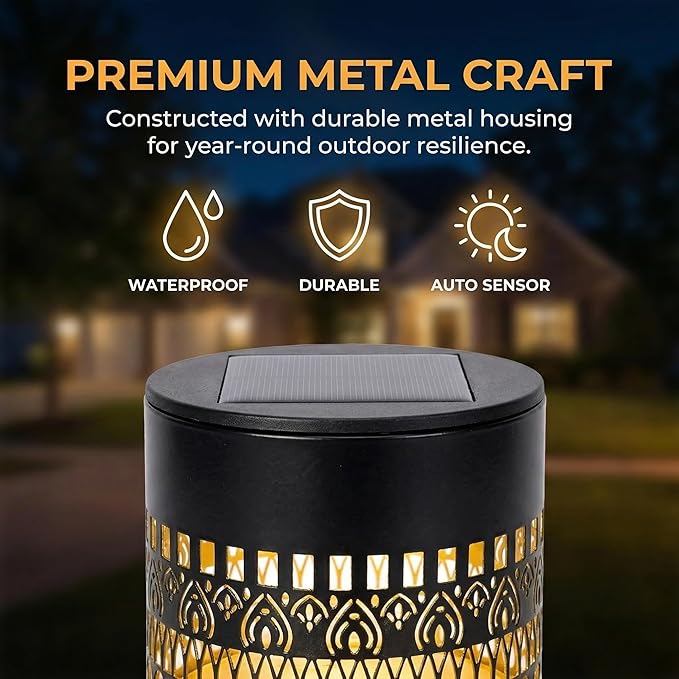 Solars Mandala Fence Lights Outdoors, 7 Colors RGB Waterproof Decorative Mandala Solars Lights , Metal Solars Powered Deck Steps Walls Lights for Garden Yard Fence Patio Pathway (Life Rings*4PCS)
