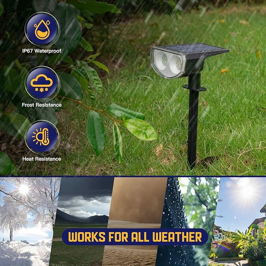 Kyosho IP67 Waterproof Color Solar Spot Lights Outdoor, Color Changing Outdoor Halloween Lights, RGBW Multicolor Solar Spotlight with 9 Modes for Lawn, Pathway, Yard, 8 Pack