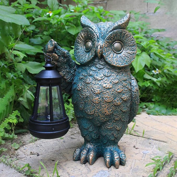 Garden Statues Outdoor, owl Figurines Decorated with Solar Lights, Unique Christmas Birthday Gifts for Moms | Lumora