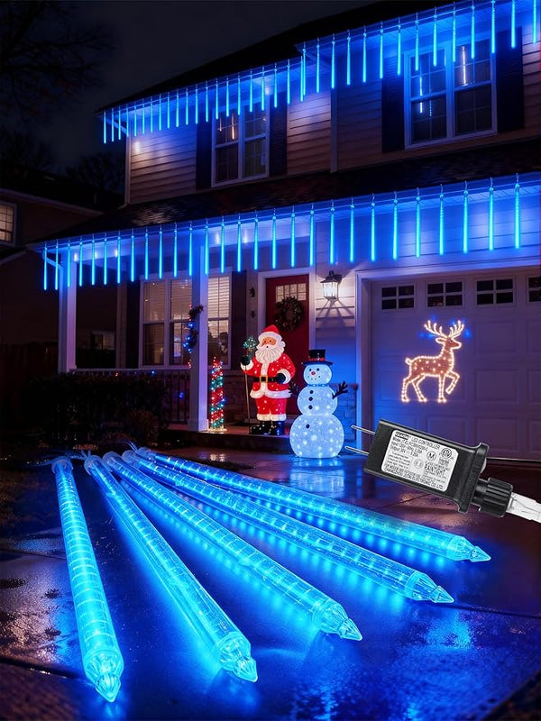 Flacchi Meteor Shower Icicle Lights - 5 Tubes 20" Each 270 LED Cascading Raindrop Lights, Timer Outdoor Waterproof | Lumora