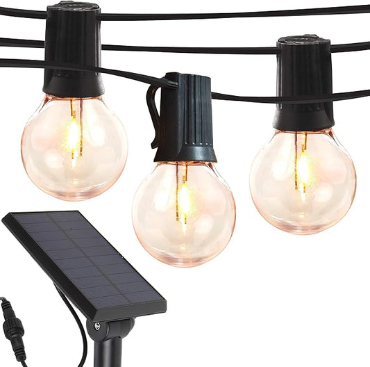 Brightech Bundle Ambience Pro Solar Powered LED Outdoor String Lights - 27 Ft 1W, Warm White String Light Screw Hooks