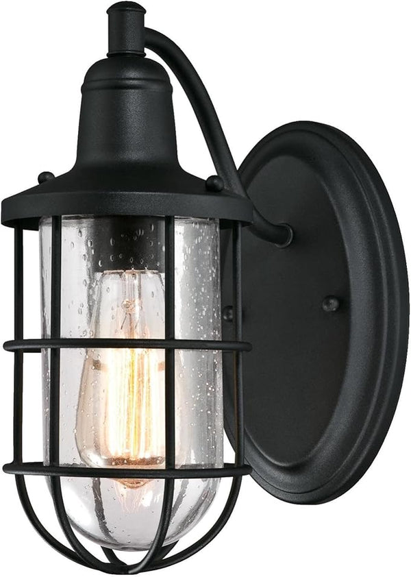 Westinghouse 6334700 Crestview One-Light Outdoor Wall Fixture, Textured Black Finish with Clear Seeded Glass | Lumora