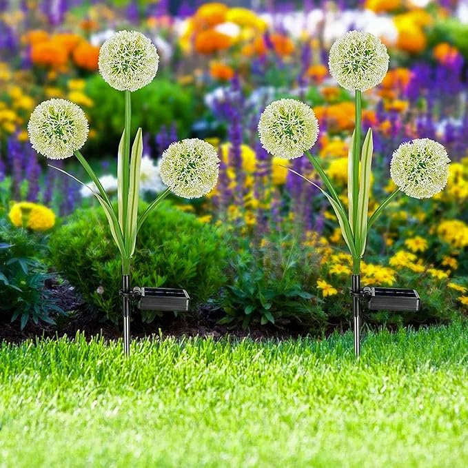 Solar Garden Lights Decorative Dandelion with 36 Colorful LED for Christmas Decor - IP65 Waterproof Solar Lights Outdoor (2-Pack)