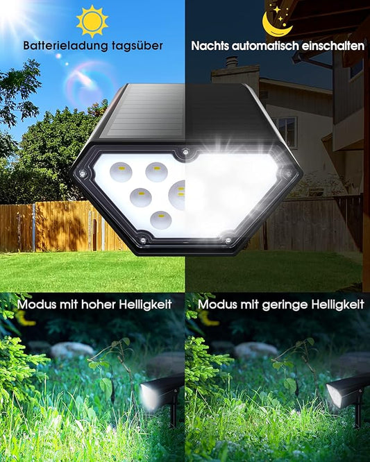 Biling Solar Spot Lights Outdoor, 2-in-1 Solar Landscape Lights 12 LED Bulbs Solar Powered IP67 Waterproof Adjustable Wall Light for Patio Pathway Yard Garden Driveway Pool - White(2pack)