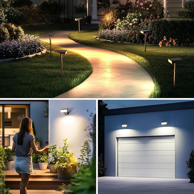Consciot Solar Lights Outdoor Waterproof, 3000/5000/6500K Solar Garden Light, Adjustable 170° Spot Lights for Outside Yard Landscape Lighting Pathway Halloween, IP65, Auto On/Off, 4 Pack, WS002UCW