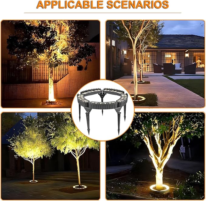 Outdoor Led Garden Lights, Courtyards Ring Tree Light, Aluminum Landscape Spotlights for Trees, Easy to Use(White | Lumora