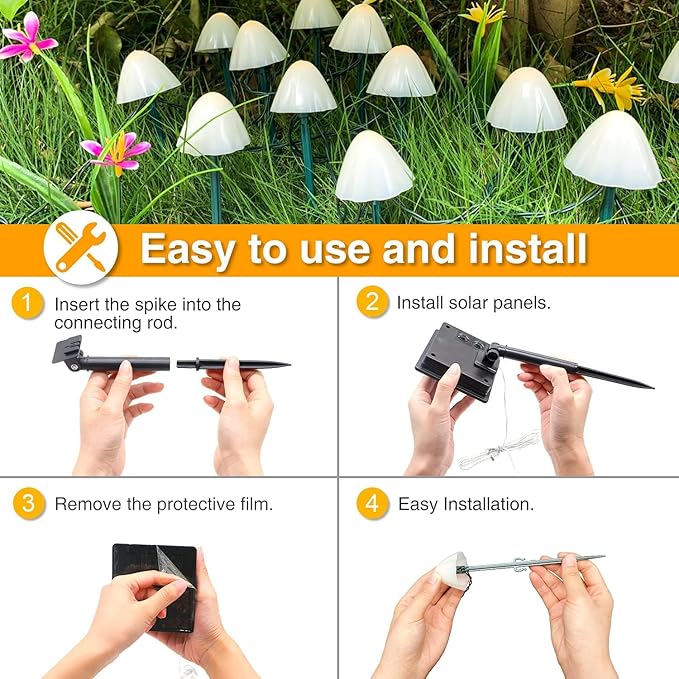 Solar Garden Lights, Garden Decor Solar Mushroom Lights Outdoor Waterproof - 20 Pack 8Modes