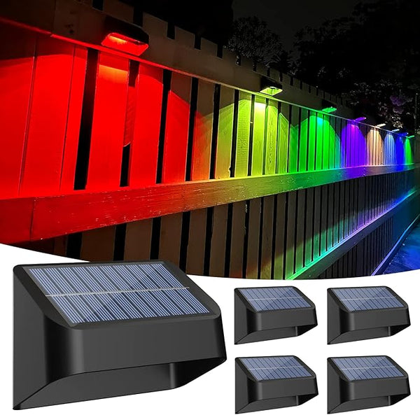 Brighter Solar Fence Lights RGB 8 Colors, Dusk to Dawn Deck Light, Fence Solar Lights Outdoor IP65 Waterproof | Lumora