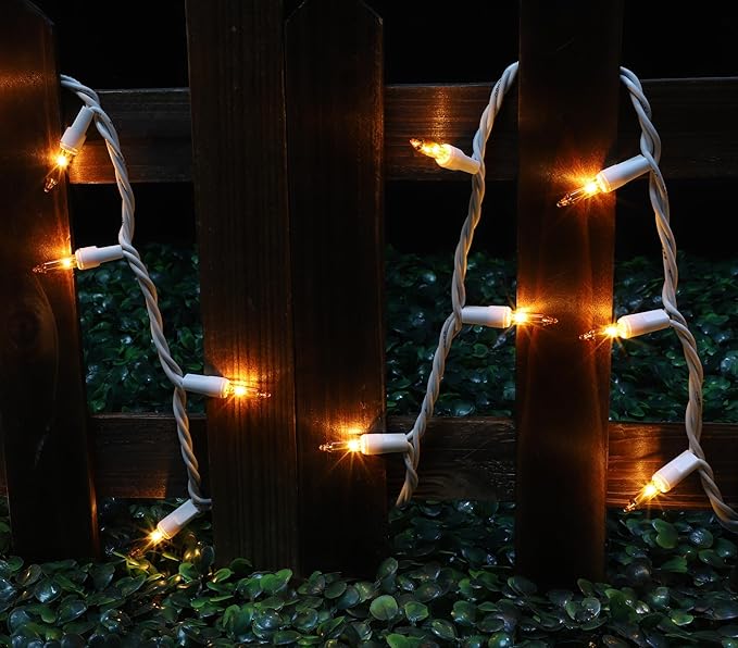 LAMPHOME Christmas String Light,100 Count Incandescent Mini String Light in 19.6ft,Indoor/Outdoor 120V UL Certified Mini Light for Christmas,Wedding,Patio Lawn,Home,Garden,Party (Yellow)