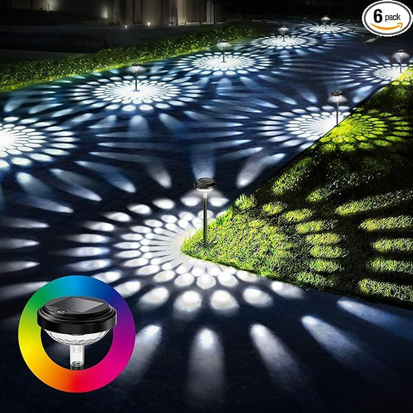 KVM Solar Lights Outdoor Waterproof, 6 Pack Bright Solar Pathway Lights, Multicolor & Warm White LED,Outdoor Solar | Lumora