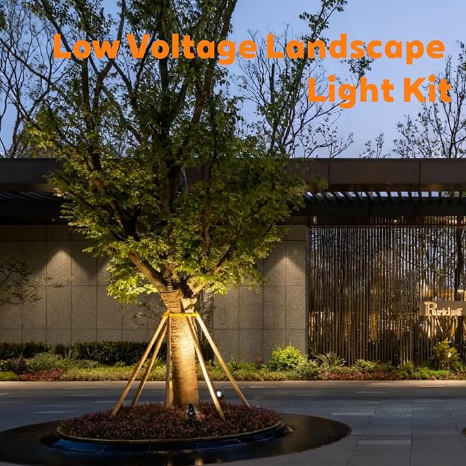 Low Voltage Landscape Lighting Kit, 8-Pack LED Bright Durable Spotlights 550Lumens, 65W Transformer with Sensor | Lumora