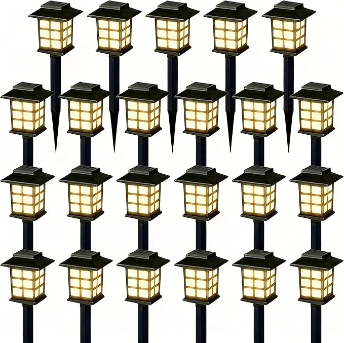 IP54 Waterproof Solar Lights Multi-Color Outdoor Lawn Lights Garden Path Holiday Decorative Lights (Warm Light - 23PCS)