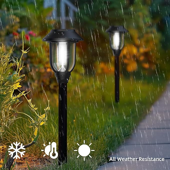 12 Pack Solar Lights Outdoor, Bright 6000K Cool White Solar Pathway Lights Waterproof Auto On/Off Powered,Landscape | Lumora