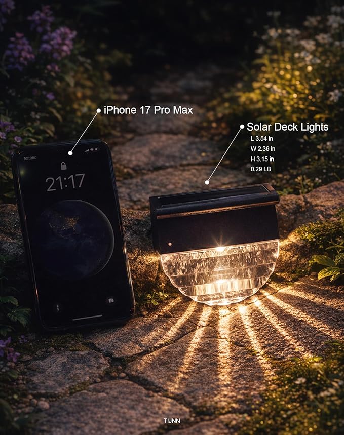 TIJNN Solar Deck Lights Outdoor, Fence Light Waterproof Led Lights for Outdoor Stairs, Step, Yard,Patio Decor | Lumora
