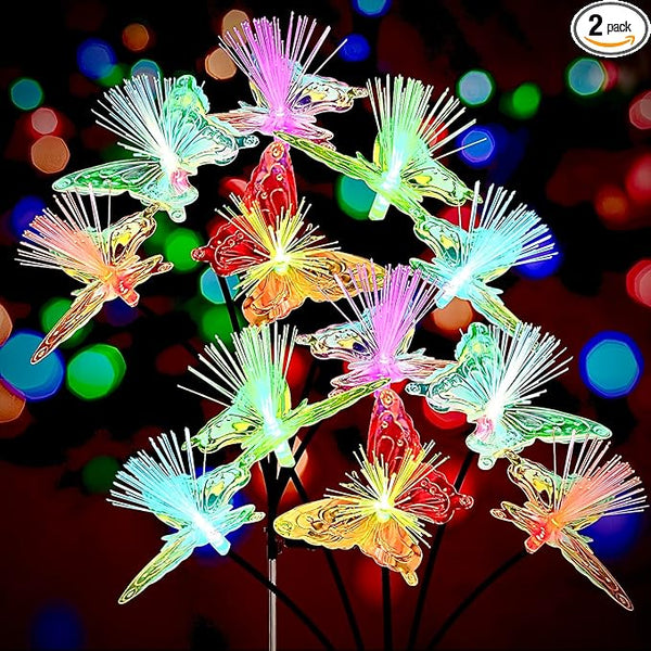 JJGoo 2 Pack Solar Garden Lights, Solar Butterfly Swaying Light for Outside, New Upgraded Outdoor Waterproof Light | Lumora