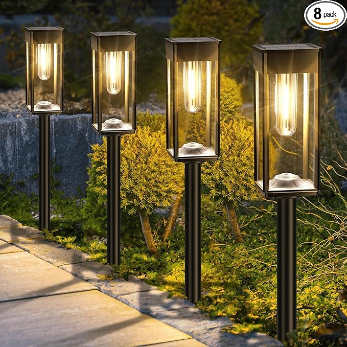 Solar Pathway Lights Outdoor, 8 Pack Bright Solar Lights Outdoor,IP65 Waterproof Solar Powered Landscape Lighting for Yard Patio Walkway Driveway Pathway (Warm White)