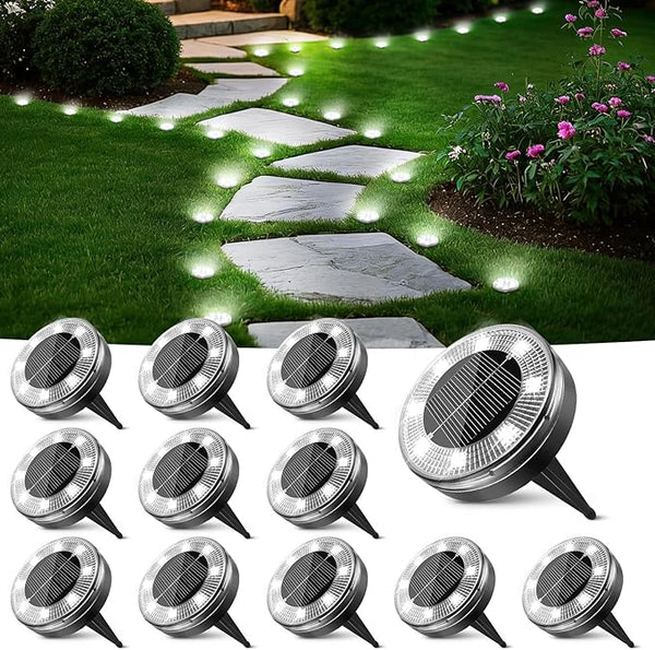 Peasur Mini Solar Ground Lights, 12 Pack Flat Solar Disc Lights Outdoor Waterproof, 2.3 Inch Small Solar Garden | Lumora