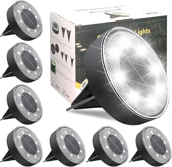 Siatom Solar Ground Lights 8 Pack, IP68 Waterproof Solar In-Ground Light for Outdoor, Flat Landscape Lighting | Lumora