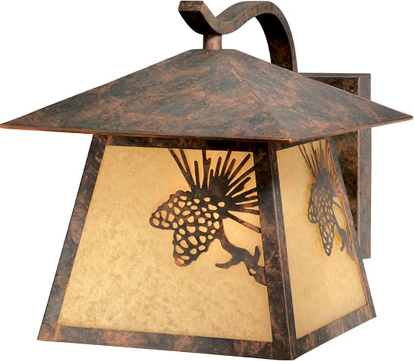 VAXCEL Whitebark 9.75 in. H 1-Light Olde World Patina Rustic Pine Cone Outdoor Wall Sconce Made of Durable Steel | Lumora