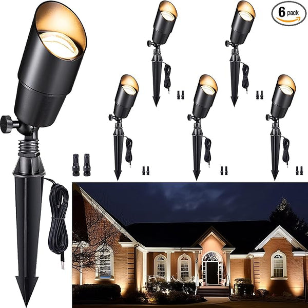 Gardenreet Solid Brass Spot Lights - Black Low Voltage Landscape Spotlight Outdoor, 12V LED Uplights Wired | Lumora