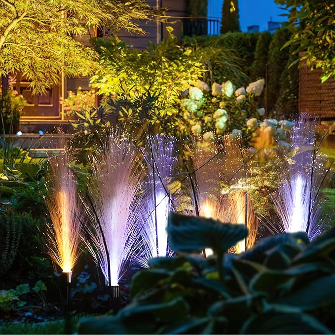 4-Pack Solar Reeds Garden Lights, Waterproof Pampas Grass Landscape Stakes, Outdoor Solar-Powered Led Decorative Lights for Yard, Pathways, and Lawns