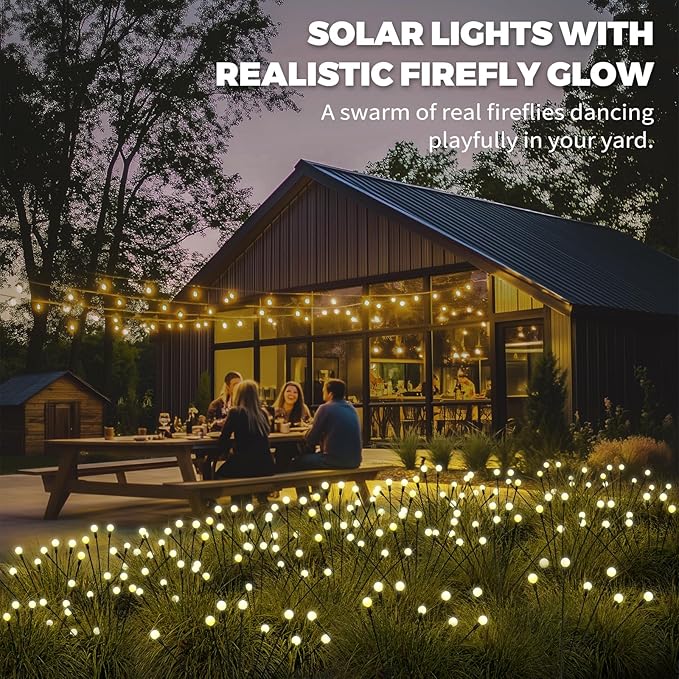 Solar Garden Lights – Swaying LED Solar Lights Outdoor Decorations, Waterproof Yard & Patio Lights with Flexible Iron Wire & Heavy Bulb Base for Garden Decor,Warm White (4 Pack)