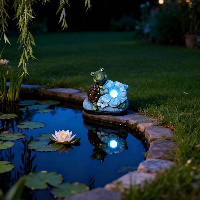 WYQF501 Solar Outdoor Light – Unique Turtle and Shoes Design, 6-8 Hours Illumination, Perfect for Pathways and Stairs