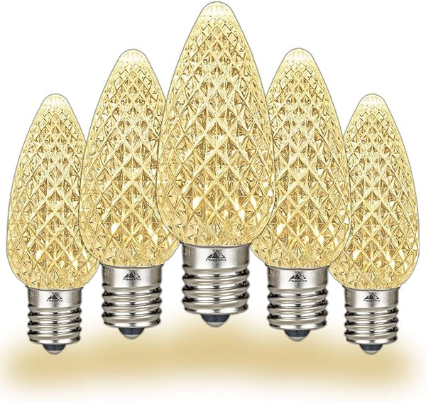 Novelty Lights 10CT (250 Bulbs) 25 Pack C9 LED Bulbs, Dimmable Faceted Outdoor LED Christmas Lights Replacement | Lumora