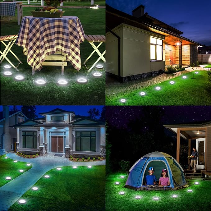 Flacchi Solar Lights Outdoor - Solar Powered Ground Lights Outdoor Solar Disk Light Waterproof Landscape Light for | Lumora