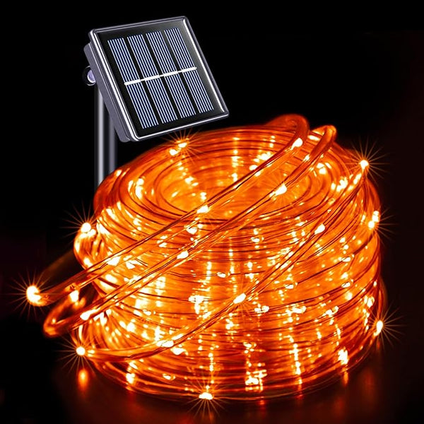 JMEXSUSS Orange Halloween Solar Lights, 66 ft 200 LED Rope Lights Outdoor Waterproof, PVC Tube Orange Christmas | Lumora