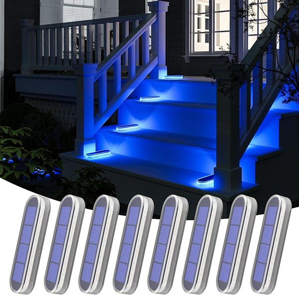 YiLaie Blue Solar Lights for Outside Auto ON/Off, Small Stick on Solar Strip Lights Outdoor Waterproof for Stair | Lumora
