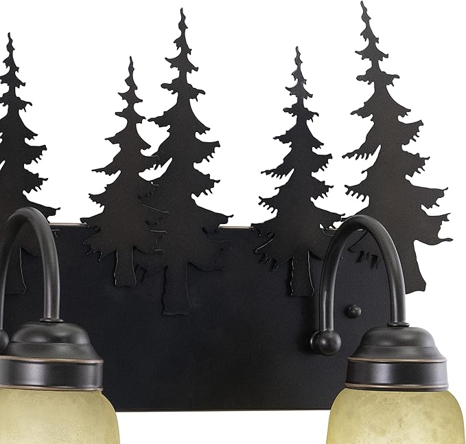 VAXCEL Yosemite 2-Light 16.75 inch Wide Burnished Bronze Rustic Cabin Bathroom Vanity Lighting Fixture, Amber Flake | Lumora