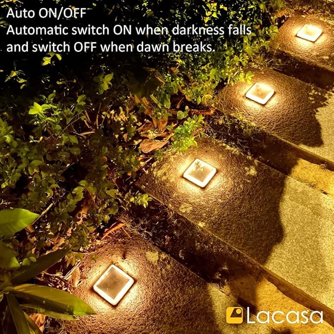 Solar Deck Lights, Driveway Walkway Dock Light Solar Powered Outdoor Stair Step Pathway LED Lamp for Backyard Patio | Lumora