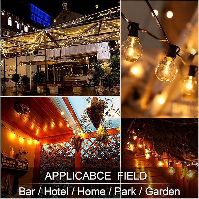 Festoon Outdoor String Lights Mains Powered 50FT G40 25+2 LED Replacement Bulbs, Garden Lights with Indoor & | Lumora