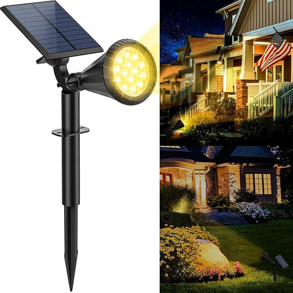 Solar Spot Lights Outdoor, 4 Modes/1 Pack Solar Spotlights Waterproof, 180° Adjustable Powered Landscape Lights | Lumora