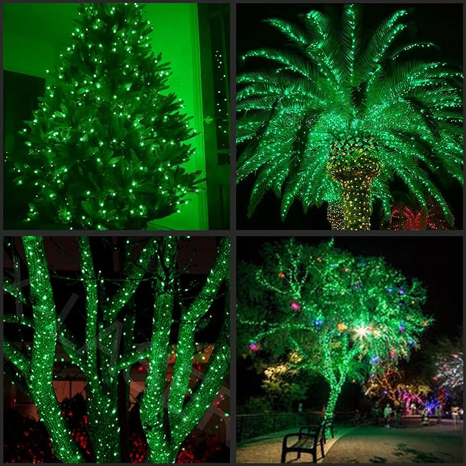 YULETIME Green One-Piece Wide Angle Christmas Lights 140 Count 48 Feet, 2 Sets 70 LED 24 ft High Waterproof 5mm UL Certified String Light (Green)