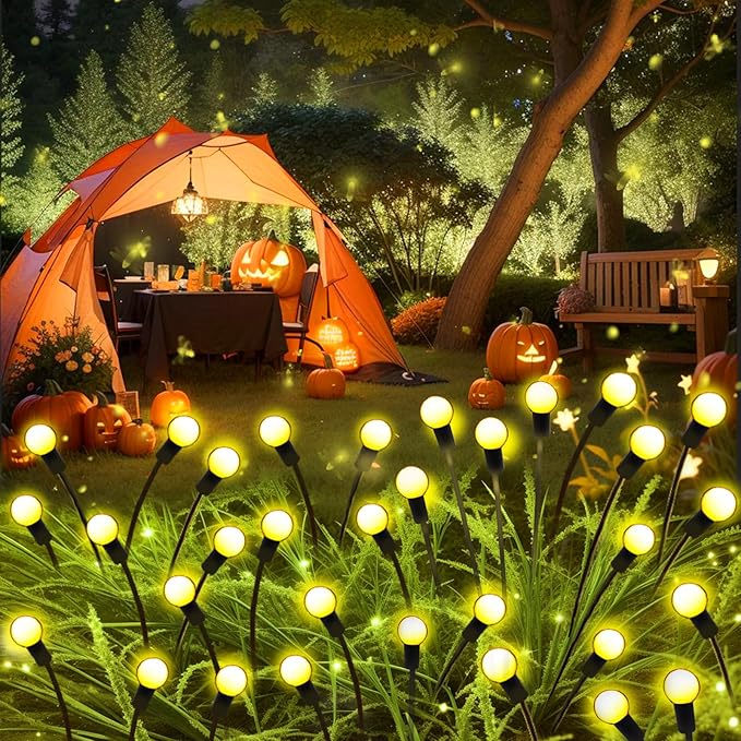 Solar Garden Lights Outdoor, 4 Pack 40 LED Solar Firefly Lights Waterproof, Sway by Wind, Swaying Light for Yard | Lumora