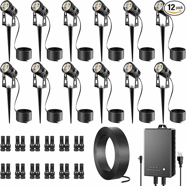 All-in-One Outdoor Low Voltage Landscape Lighting Kit, LED Landscape Spot Lights with 60W Transformer and 65FT | Lumora